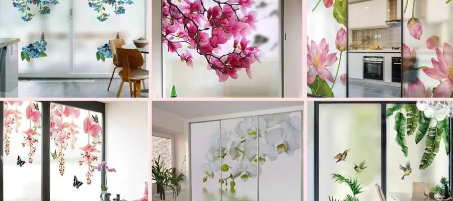 porte en verre design décoré