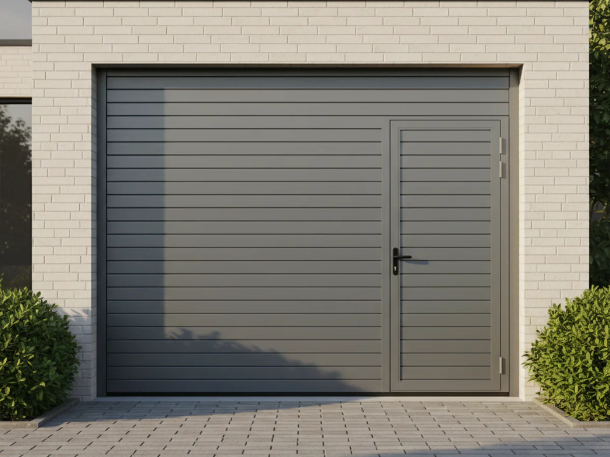 Porte de garage avec portillon intégré