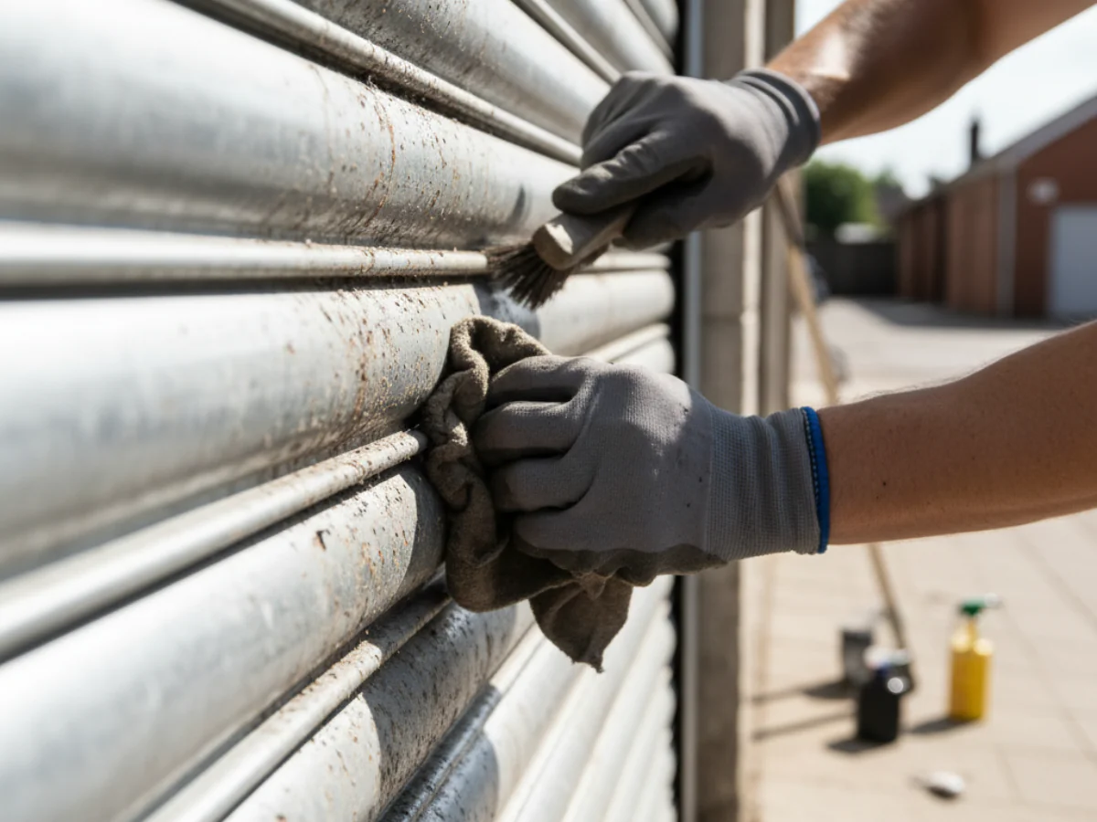 Nettoyage rideau métallique avant peinture