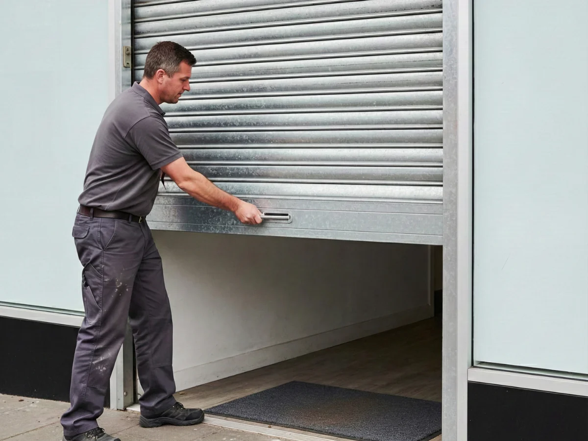 ouverture d'un rideau métallique manuel