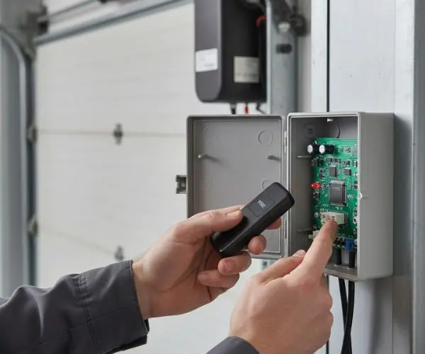 Inspection du récepteur et de la carte électronique d'un moteur de porte de garage