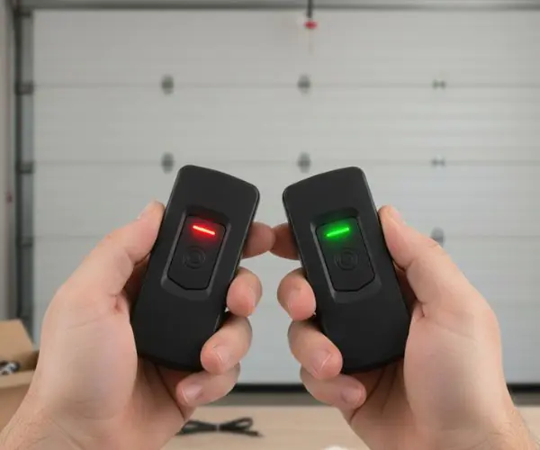 Test du voyant LED d'une télécommande de garage pour vérifier l'émission du signal