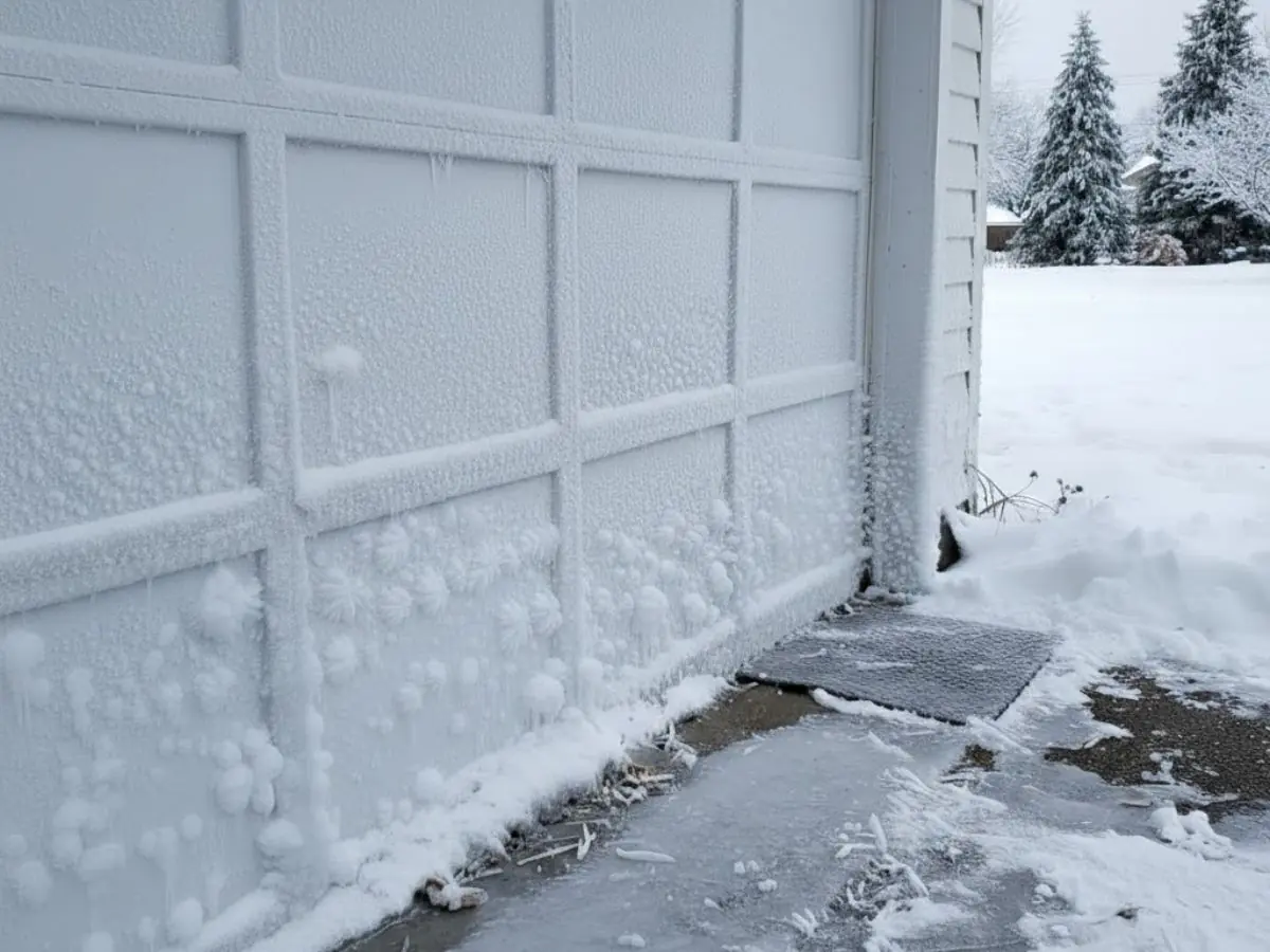 porte de garage est bloquée par le gel