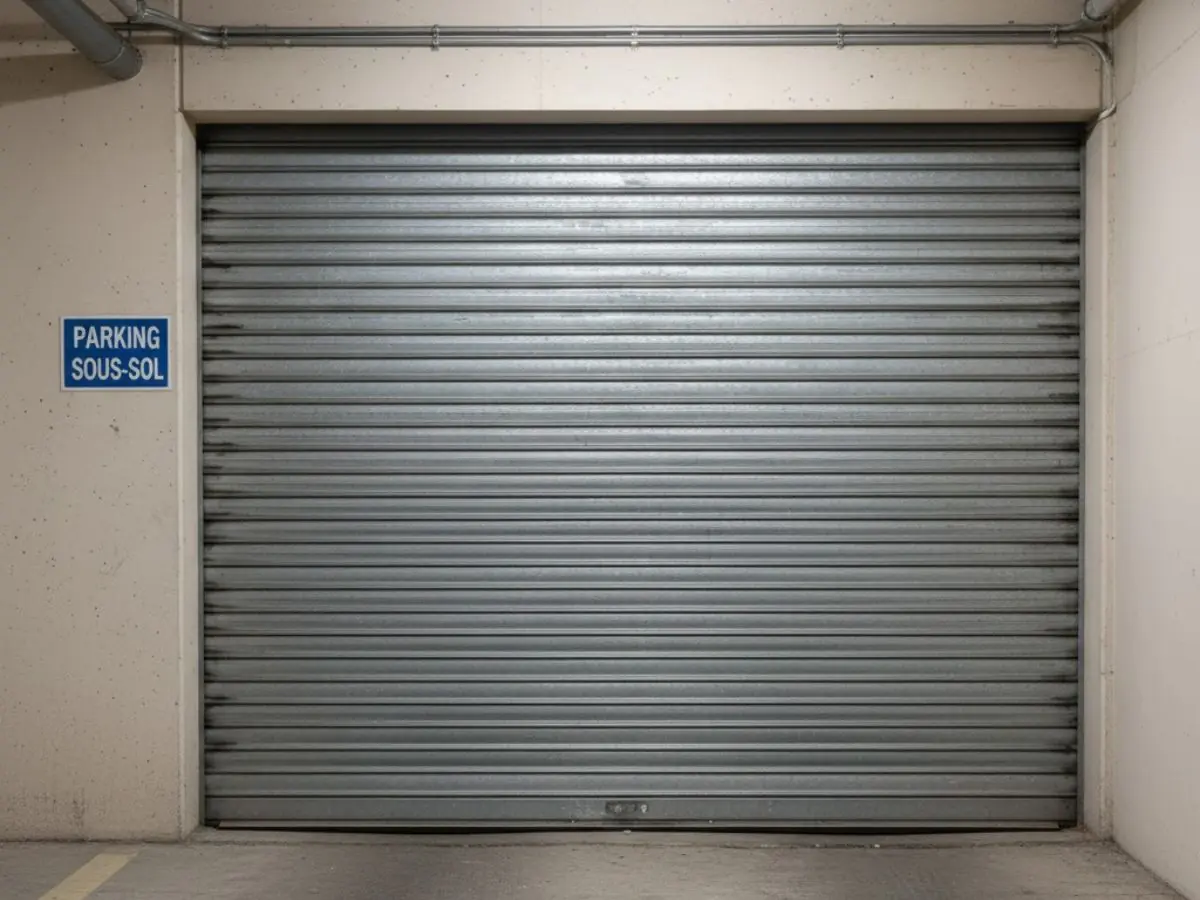 rideau métallique à lames pleines pour garage sous sol