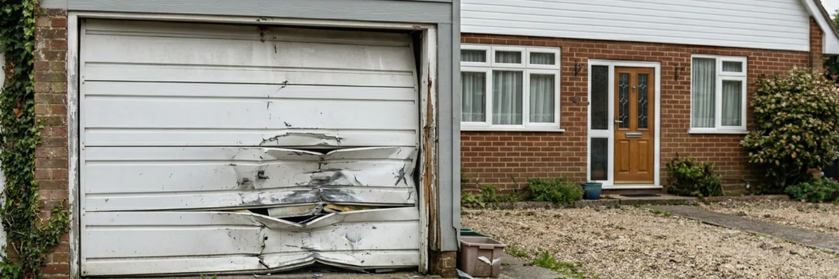 Porte de garage endommagée par un tiers