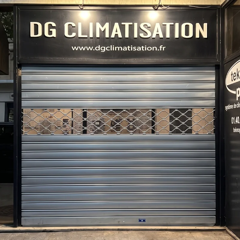 Remplacement de l'axe motorisé et fourniture pose d'un tablier panaché pour DG Climatisation à Paris 15
