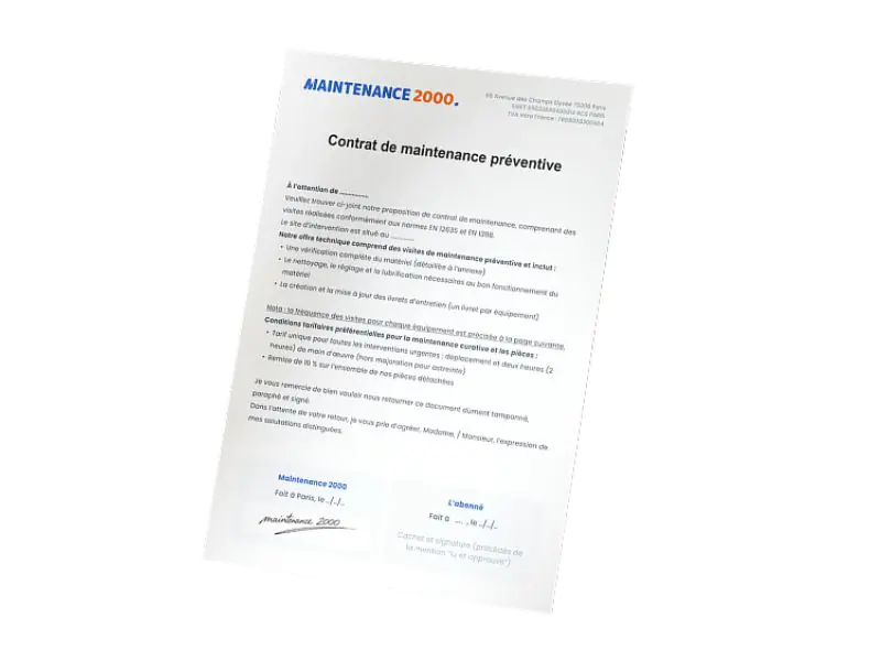 Contrat d'entretien porte de garage Loivre