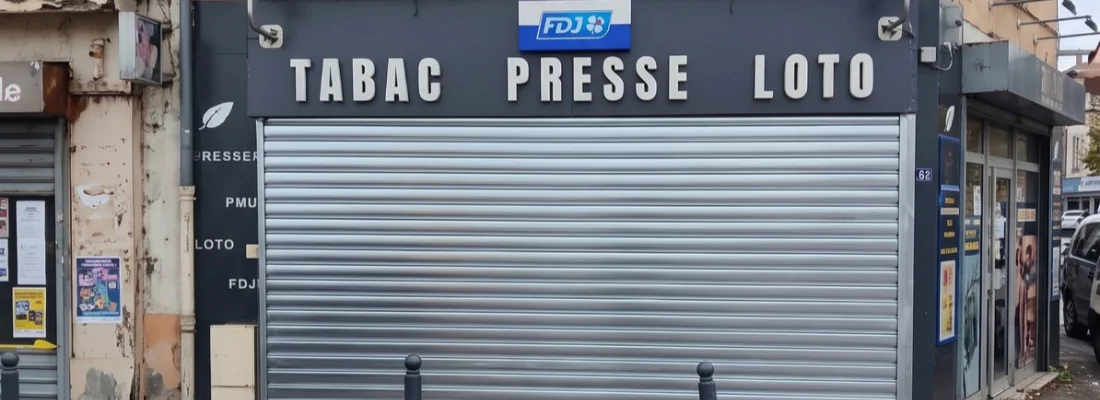 Pose d'un rideau métallique motorisé pour le buraliste PRESSE TABAC à Villefranche-sur-Saône (69)